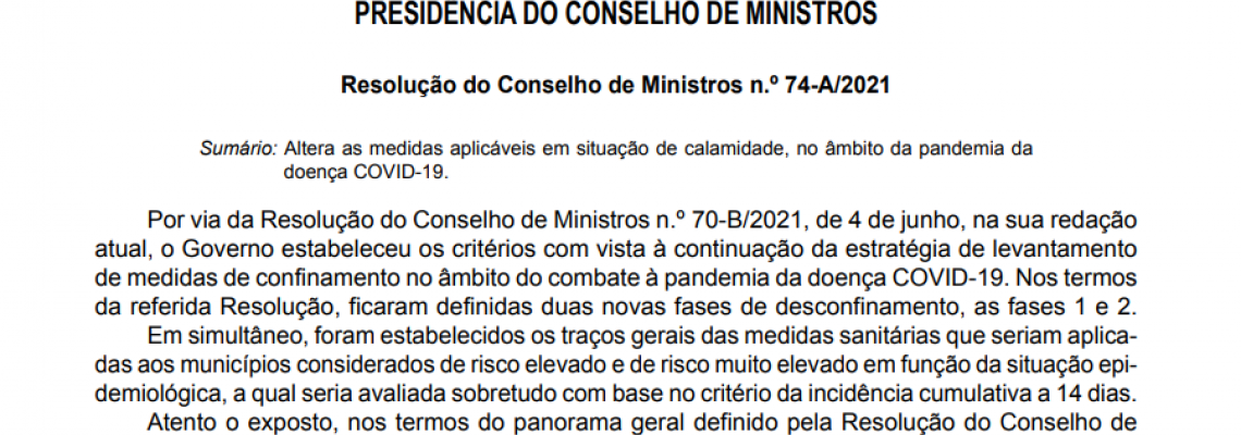 Covid-19: nova fase de desconfinamento em vigor